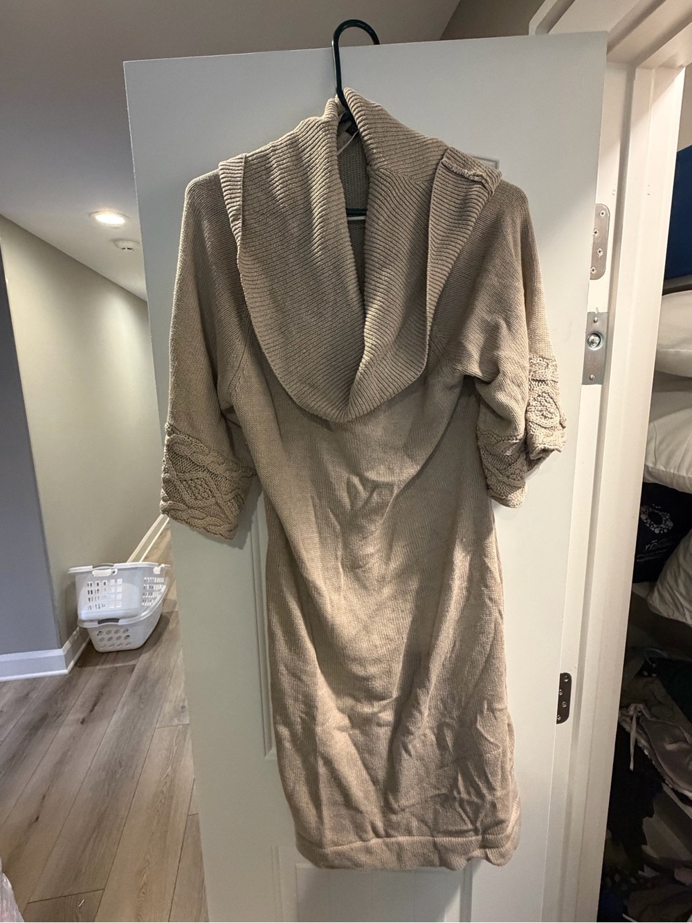 Cozy cowl neck Knit Dress in Beige
